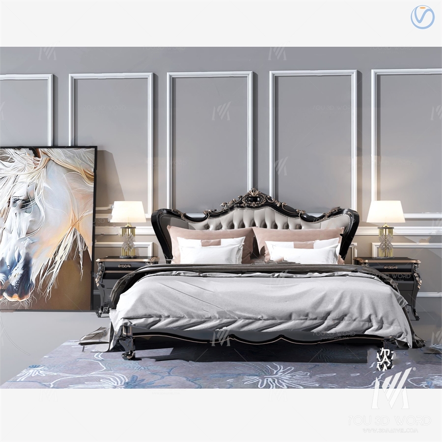 European style bedroom master room 3d model